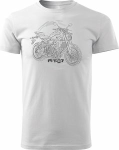 Topslang Koszulka motocyklowa z motocyklem Yamaha MT-07 męska biała REGULAR S 1