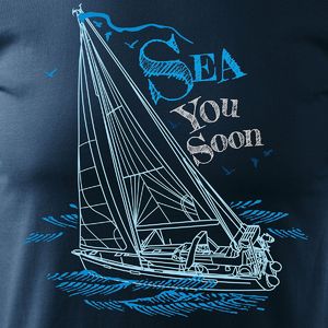 Topslang Koszulka żeglarska z jachtem męska granatowa REGULAR M 2