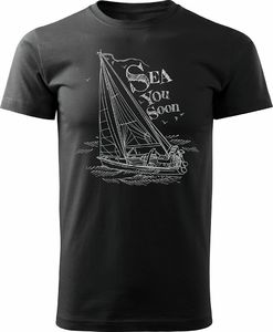 Topslang Koszulka żeglarska z jachtem męska czarna REGULAR S 1