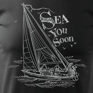 Topslang Koszulka żeglarska z jachtem męska czarna REGULAR M 2