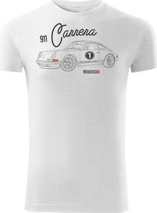 Topslang Koszulka z samochodem Porsche Carrera 911 męska biała SLIM S 1