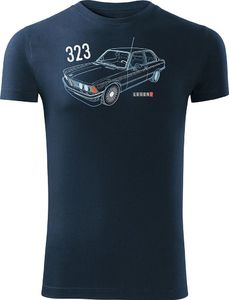 Topslang Koszulka z samochodem BMW 323 rekin męska granatowa SLIM S 1