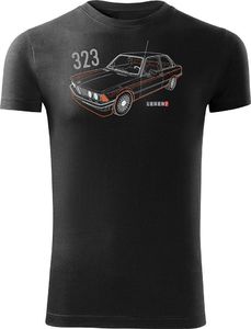 Topslang Koszulka z samochodem BMW 323 rekin męska czarna SLIM M 1
