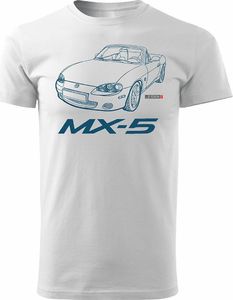Topslang Koszulka z samochodem MAZDA MX-5 MX 5 męska biała REGULAR S 1