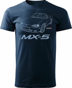 Topslang Koszulka z samochodem MAZDA MX-5 MX 5 męska granatowa REGULAR S 1