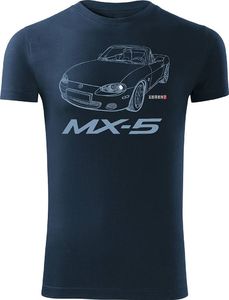 Topslang Koszulka z samochodem MAZDA MX-5 MX 5 męska granatowa SLIM XXL 1