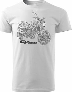 Topslang Koszulka motocyklowa z motocyklem SUZUKI SV 650 męska biała REGULAR XXL 1