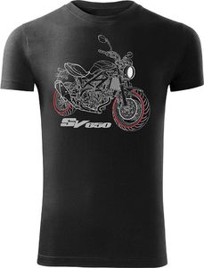 Topslang Koszulka motocyklowa z motocyklem SUZUKI SV 650 męska czarna SLIM S 1