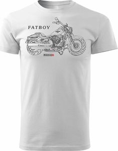 Topslang Koszulka motocyklowa z motocyklem HARLEY DAVIDSON FATBOY męska biała REGULAR S 1