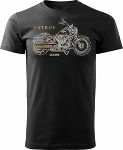 Topslang Koszulka motocyklowa z motocyklem HARLEY DAVIDSON FATBOY męska czarna REGULAR S 1