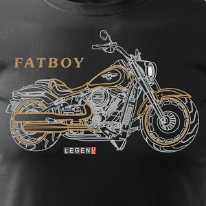 Topslang Koszulka motocyklowa z motocyklem HARLEY DAVIDSON FATBOY męska czarna SLIM M 2