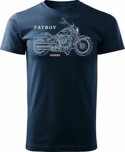 Topslang Koszulka motocyklowa z motocyklem HARLEY DAVIDSON FATBOY męska granatowa REGULAR S 1