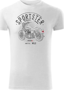 Topslang Koszulka motocyklowa z motocyklem HARLEY DAVIDSON SPORTSTER męska biała SLIM S 1