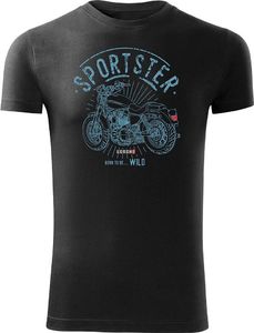 Topslang Koszulka motocyklowa z motocyklem HARLEY DAVIDSON SPORTSTER męska czarna SLIM S 1