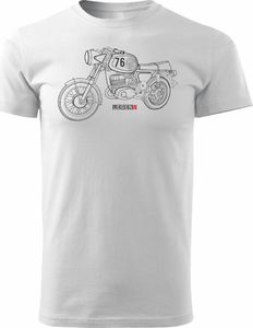 Topslang Koszulka motocyklowa z motocyklem MZ męska biała REGULAR S 1
