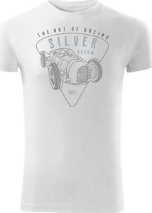 Topslang Koszulka z samochodem F1 Silver Arrow Formuła 1 męska biała SLIM S 1