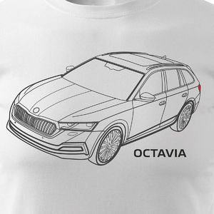 Topslang Koszulka z samochodem Skoda Octavia męska biała SLIM M 2