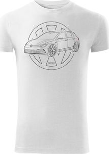 Topslang Koszulka z samochodem VW Golf męska biała SLIM M 1
