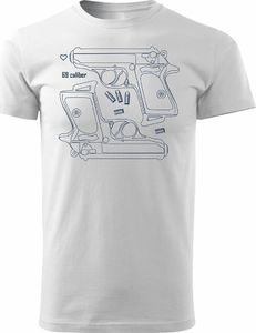 Topslang Koszulka z rewolwerem z rewolwerami z pistoletem męska biała REGULAR S 1