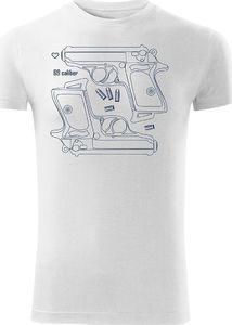Topslang Koszulka z rewolwerem z rewolwerami z pistoletem męska biała SLIM S 1