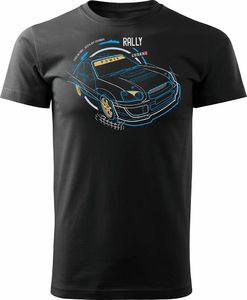 Topslang Koszulka z samochodem Subaru Impreza WRX rajdowa męska czarna REGULAR S 1