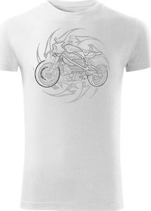 Topslang Koszulka motocyklowa z motocyklem Harley Livewire męska biała SLIM S 1