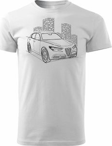 Topslang Koszulka z samochodem Alfa Romeo Stelvio męska biała REGULAR S 1