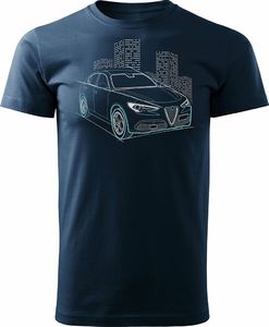 Topslang Koszulka z samochodem Alfa Romeo Stelvio męska granatowa REGULAR S 1