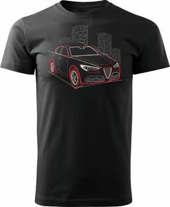 Topslang Koszulka z samochodem Alfa Romeo Stelvio męska czarna REGULAR S 1
