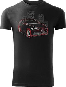 Topslang Koszulka z samochodem Alfa Romeo Stelvio męska czarna SLIM S 1