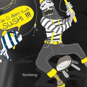Topslang Koszulka z wędkarzem Sushi męska czarna REGULAR M 2