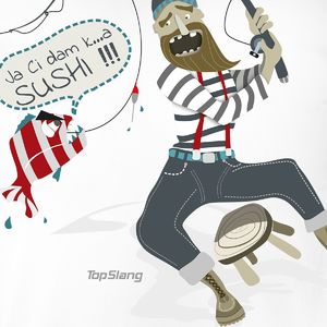 Topslang Koszulka z wędkarzem Sushi męska biała REGULAR XL 2