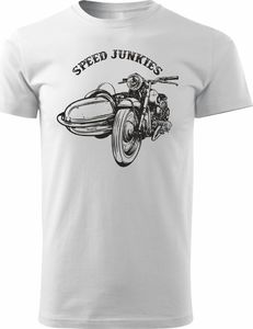 Topslang Koszulka stary motocykl klasyk Speed Junkies męska biała REGULAR S 1