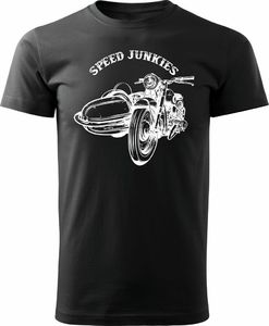 Topslang Koszulka stary motocykl klasyk Speed Junkies męska czarna REGULAR S 1