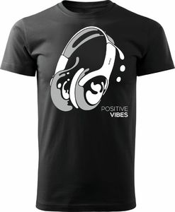 Topslang Koszulka ze słuchawkami DJ Positive Vibes męska czarna REGULAR S 1