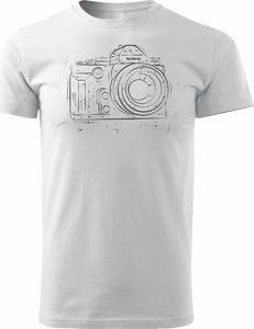 Topslang Koszulka z aparatem fotograficznym męska biała REGULAR S 1