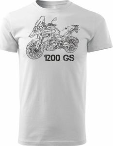 Topslang Koszulka motocyklowa z motocyklem BMW GS 1200 męska biała REGULAR S 1