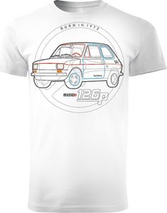 Topslang Koszulka z samochodem Maluch Fiat 126p męska biała REGULAR S 1
