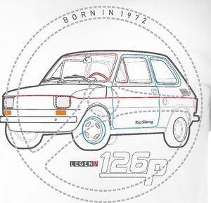 Topslang Koszulka z samochodem Maluch Fiat 126p męska biała REGULAR M 2