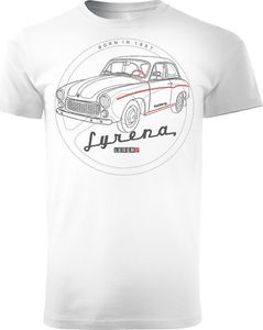 Topslang Koszulka z samochodem Syrena syrenka męska biała REGULAR S 1