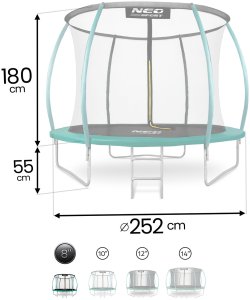 Trampolina ogrodowa Neo-Sport NS-08C181 z siatką wewnętrzną 8.5 FT 252 cm 10