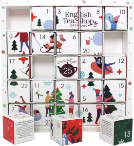 Kalendarz adwentowy English Tea Shop Zestaw herbatek świątecznych Red Puzzle 25 piramidek Bio 50g 4