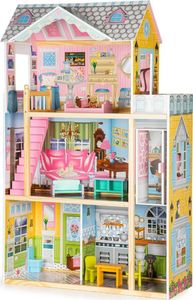 Ecotoys Drewniany domek dla lalek z windą + meble (1394) 1