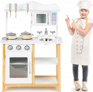 Ecotoys Drewniana kuchnia dla dzieci + akcesoria 1