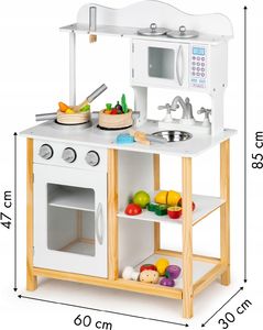 Ecotoys Drewniana kuchnia dla dzieci + akcesoria 10