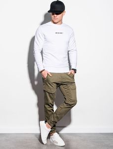 Ombre Bluza męska bez kaptura z nadrukiem B1215 - biała S 1