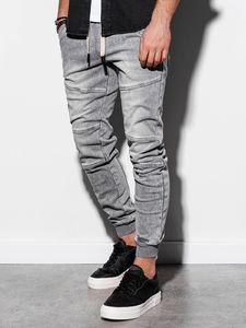 Ombre Spodnie męskie jeansowe joggery P551 - szare XXL 1