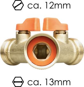 Bradas Trójnik z zaworami kulowymi GW 3/4" na 2x GZ 3/4" MOSIĄDZ BR-2234 BRADAS 4634 3
