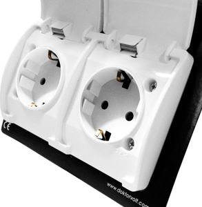 Doktorvolt Gniazdo podwójne schuko natynkowe IP44 białe182-01 DV 6444 2