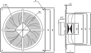 Reventon Wentylator osiowy w kwadratowej obudowie 250mm 1450m/h 90W Reventon 5918 2